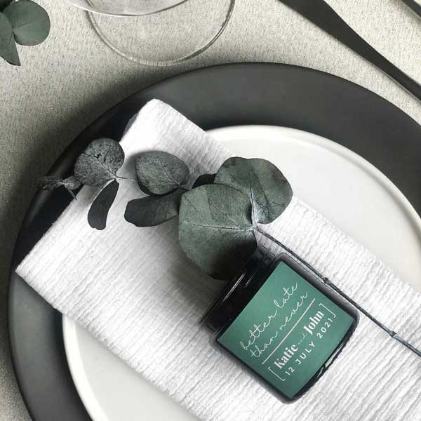 Bespoke wedding favours – custom refillable candle gifts