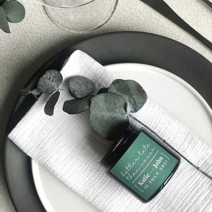 Bespoke wedding favours – custom refillable candle gifts